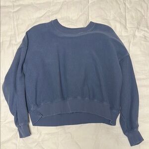 Blue Ribbed Crewneck Sweater